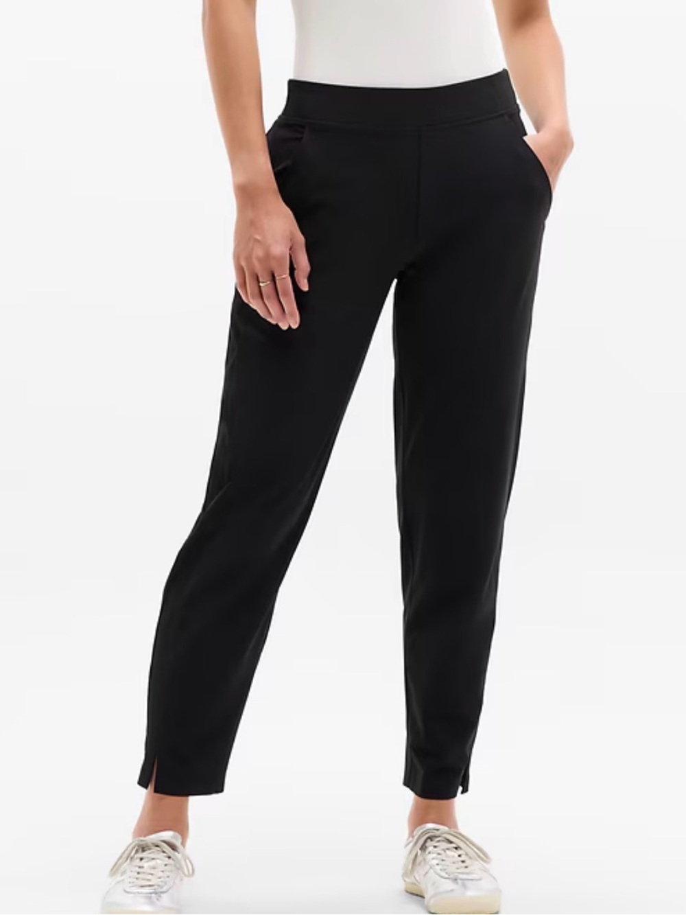 Athleta Black Pull-On Ankle Track Pants